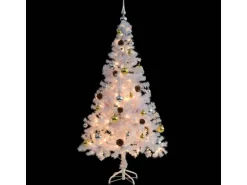vidaXL Künstlicher Weihnachtsbaum mit Kugeln und LEDs Weiß 150 cm