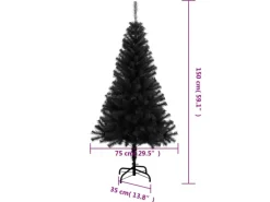 vidaXL Künstlicher Weihnachtsbaum mit Ständer Schwarz 150 cm PVC