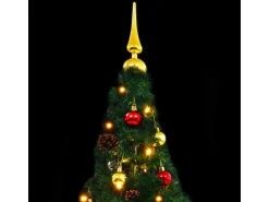 vidaXL Künstlicher Weihnachtsbaum mit Kugeln und LEDs Grün 180 cm