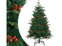 vidaXL Künstlicher Weihnachtsbaum Klappbar mit Zapfen Beeren 120 cm