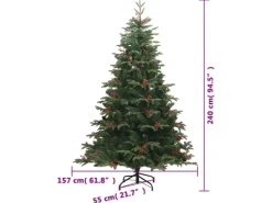 vidaXL Künstlicher Weihnachtsbaum Klappbar mit Zapfen   Beeren 240 cm Modell 1