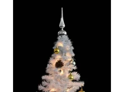 vidaXL Künstlicher Weihnachtsbaum mit Kugeln und LEDs Weiß 210 cm