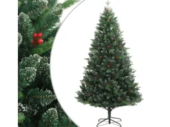 vidaXL Künstlicher Weihnachtsbaum Klappbar mit Roten Beeren 180 cm
