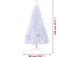 vidaXL Künstlicher Weihnachtsbaum mit Dicken Zweigen Weiß 120 cm PVC