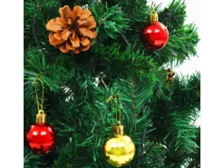 vidaXL Künstlicher Weihnachtsbaum mit Kugeln und LEDs Grün 210 cm