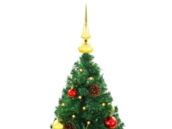 vidaXL Künstlicher Weihnachtsbaum mit Kugeln und LEDs Grün 210 cm