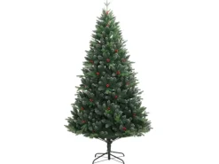 vidaXL Künstlicher Weihnachtsbaum Klappbar mit Roten Beeren 210 cm