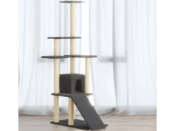 vidaXL Kratzbaum mit Sisal-KratzSäulen Dunkelgrau 155 cm