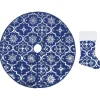 vidaXL Luxus-Weihnachtsbaumdecke mit Socke Blau 122 cm Stoff