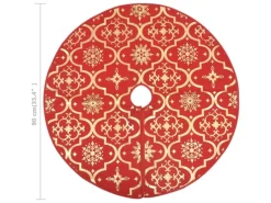 vidaXL Luxus-Weihnachtsbaumdecke mit Socke Rot 90 cm Stoff