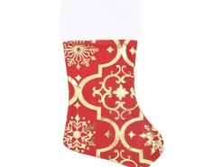 vidaXL Luxus-Weihnachtsbaumdecke mit Socke Rot 122 cm Stoff