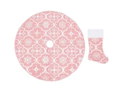 vidaXL Luxus-Weihnachtsbaumdecke mit Socke Rosa 150 cm Stoff