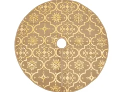 vidaXL Luxus-Weihnachtsbaumdecke mit Socke Gelb 122 cm Stoff