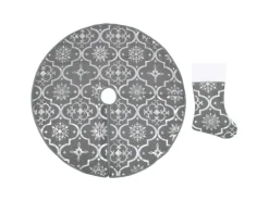 vidaXL Luxus-Weihnachtsbaumdecke mit Socke Grau 122 cm Stoff