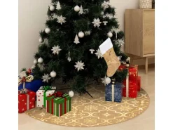 vidaXL Luxus-Weihnachtsbaumdecke mit Socke Gelb 90 cm Stoff