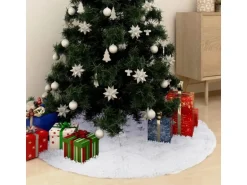 vidaXL Luxus-Weihnachtsbaumdecke Weiß 122 cm Kunstpelz