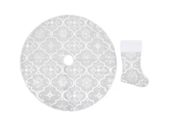 vidaXL Luxus-Weihnachtsbaumdecke mit Socke Weiß 150 cm Stoff