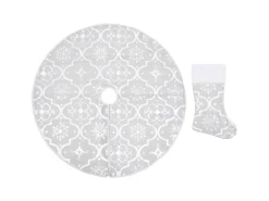 vidaXL Luxus-Weihnachtsbaumdecke mit Socke Weiß 90 cm Stoff