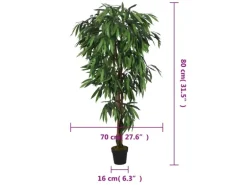 vidaXL Mangobaum Künstlich 300 Blätter 80 cm Grün