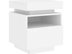 vidaXL Nachttisch mit LED-Leuchten Weiß 40x39x48,5 cm