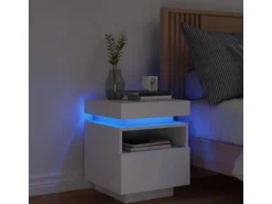 vidaXL Nachttisch mit LED-Leuchten Weiß 40x39x48,5 cm