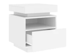 vidaXL Nachttisch mit LED-Leuchten Weiß 40x39x48,5 cm
