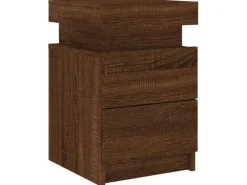 vidaXL Nachttisch mit LED-Leuchten Braun Eiche-Optik 35x39x55 cm