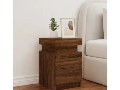 vidaXL Nachttisch mit LED-Leuchten Braun Eiche-Optik 35x39x55 cm