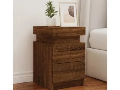 vidaXL Nachttisch mit LED-Leuchten Braun Eiche-Optik 35x39x55 cm