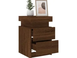 vidaXL Nachttisch mit LED-Leuchten Braun Eiche-Optik 35x39x55 cm