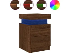 vidaXL Nachttisch mit LED-Leuchten Braun Eiche-Optik 35x39x55 cm