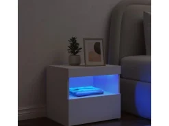 vidaXL Nachttisch mit LED-Leuchten Weiß 50x40x45 cm