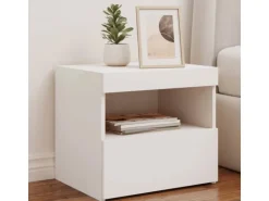 vidaXL Nachttisch mit LED-Leuchten Weiß 50x40x45 cm