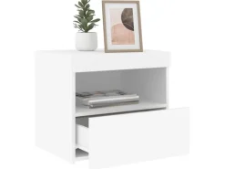 vidaXL Nachttisch mit LED-Leuchten Weiß 50x40x45 cm