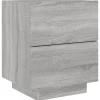 vidaXL Nachttisch mit LED-Leuchten Grau Sonoma Holzwerkstoff