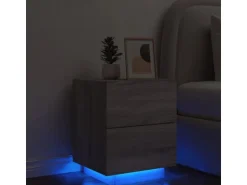 vidaXL Nachttisch mit LED-Leuchten Grau Sonoma Holzwerkstoff