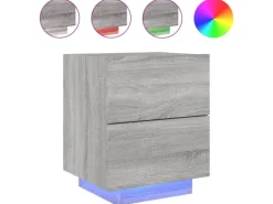 vidaXL Nachttisch mit LED-Leuchten Grau Sonoma Holzwerkstoff
