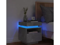 vidaXL Nachttisch mit LED-Leuchten Betongrau 40x39x48,5 cm