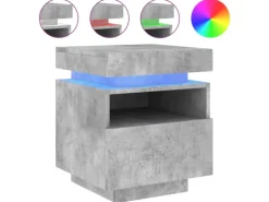 vidaXL Nachttisch mit LED-Leuchten Betongrau 40x39x48,5 cm