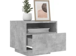 vidaXL Nachttisch mit LED-Leuchten Betongrau 40x39x37 cm