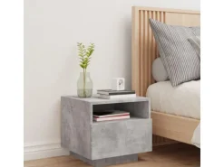 vidaXL Nachttisch mit LED-Leuchten Betongrau 40x39x37 cm