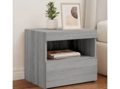 vidaXL Nachttische mit LED-Leuchten 2 Stk Grau Sonoma 50x40x45 cm