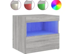 vidaXL Nachttische mit LED-Leuchten 2 Stk Grau Sonoma 50x40x45 cm