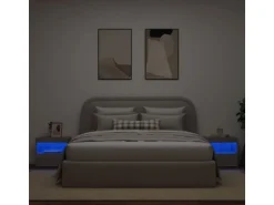 vidaXL Nachttische mit LED-Leuchten 2 Stk Grau Sonoma 50x40x45 cm