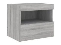 vidaXL Nachttische mit LED-Leuchten 2 Stk Grau Sonoma 50x40x45 cm