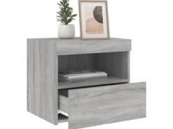 vidaXL Nachttische mit LED-Leuchten 2 Stk Grau Sonoma 50x40x45 cm