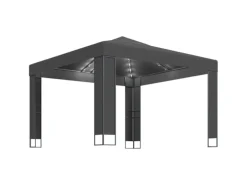 vidaXL Pavillon mit Doppeldach & LED-Lichterkette 3x3 m Anthrazit