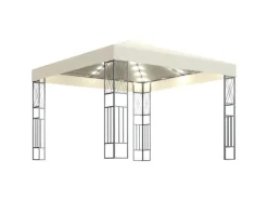 vidaXL Pavillon mit LED-Lichterkette 3x3 m Creme Stoff