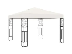 vidaXL Pavillon mit LED-Lichterkette 3x3 m Creme Stoff
