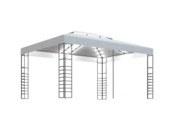 vidaXL Pavillon mit LED-Lichterkette 4x3x2,7 m Weiß